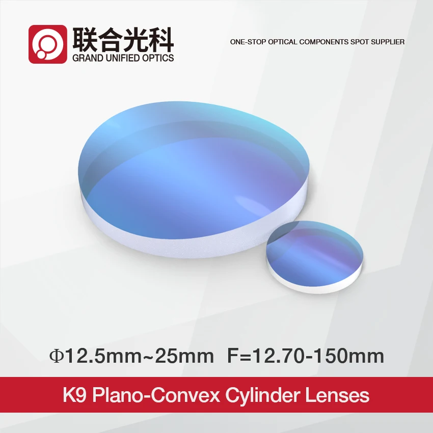 Diameter 12.5mm 25mm Round Shape Cylinder Plano Convex Optical Glass Cylindrical Lenses