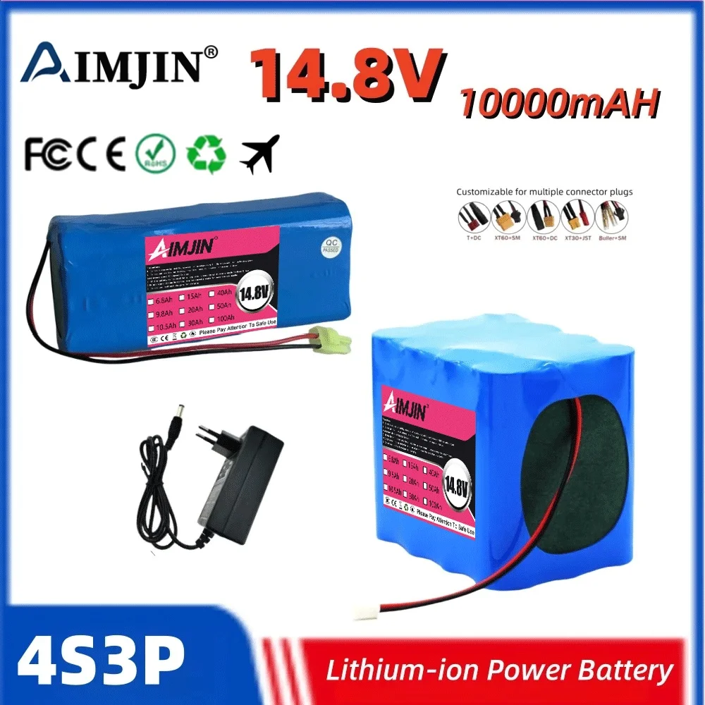 2026 New 4S3P 14.8V 10Ah BMS lithium battery is widely used in scooters, tricycles and other automobiles 4S3P 12V 10Ah +BMS