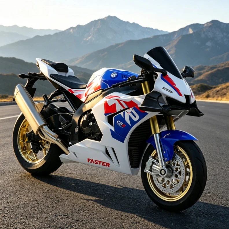 1:12 Simulation Moros Alloy Track Edition Motorcycle Model Sound and Light Sliding Toy Diecast Alloy Car Model Collectible Gift