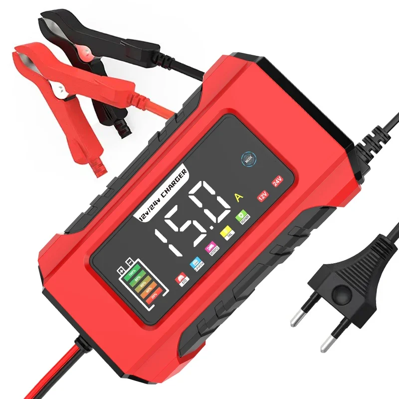 12V 15A 24V 8A Car Motorcycle Battery Charger Automatic Pulse Repair LCD Display For AGM Deep cycle Lead-Acid LiFePO4 Charge