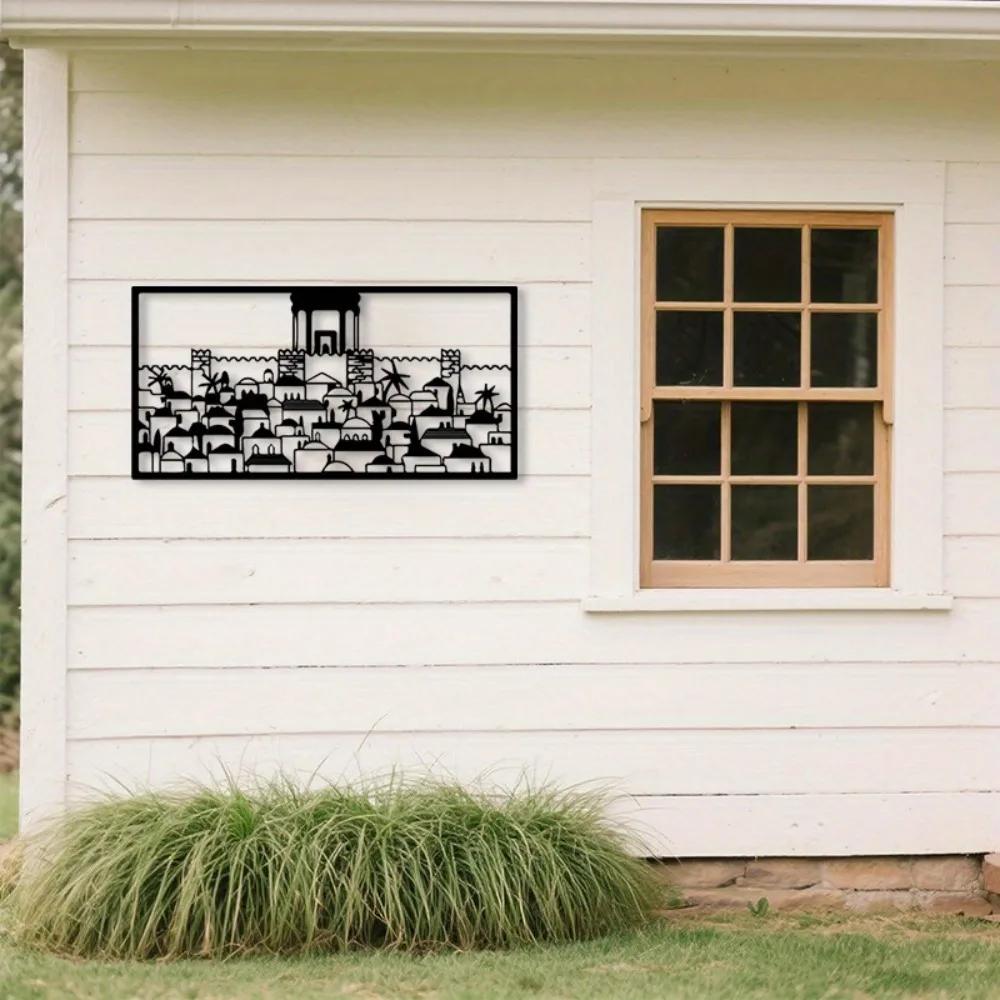 CIFBUY – art mural en métal, statue murale de Jérusalem, décoration de culture juive, artisanat en fer résistant à la rouille, ornement suspendu pour la maison, cadeau