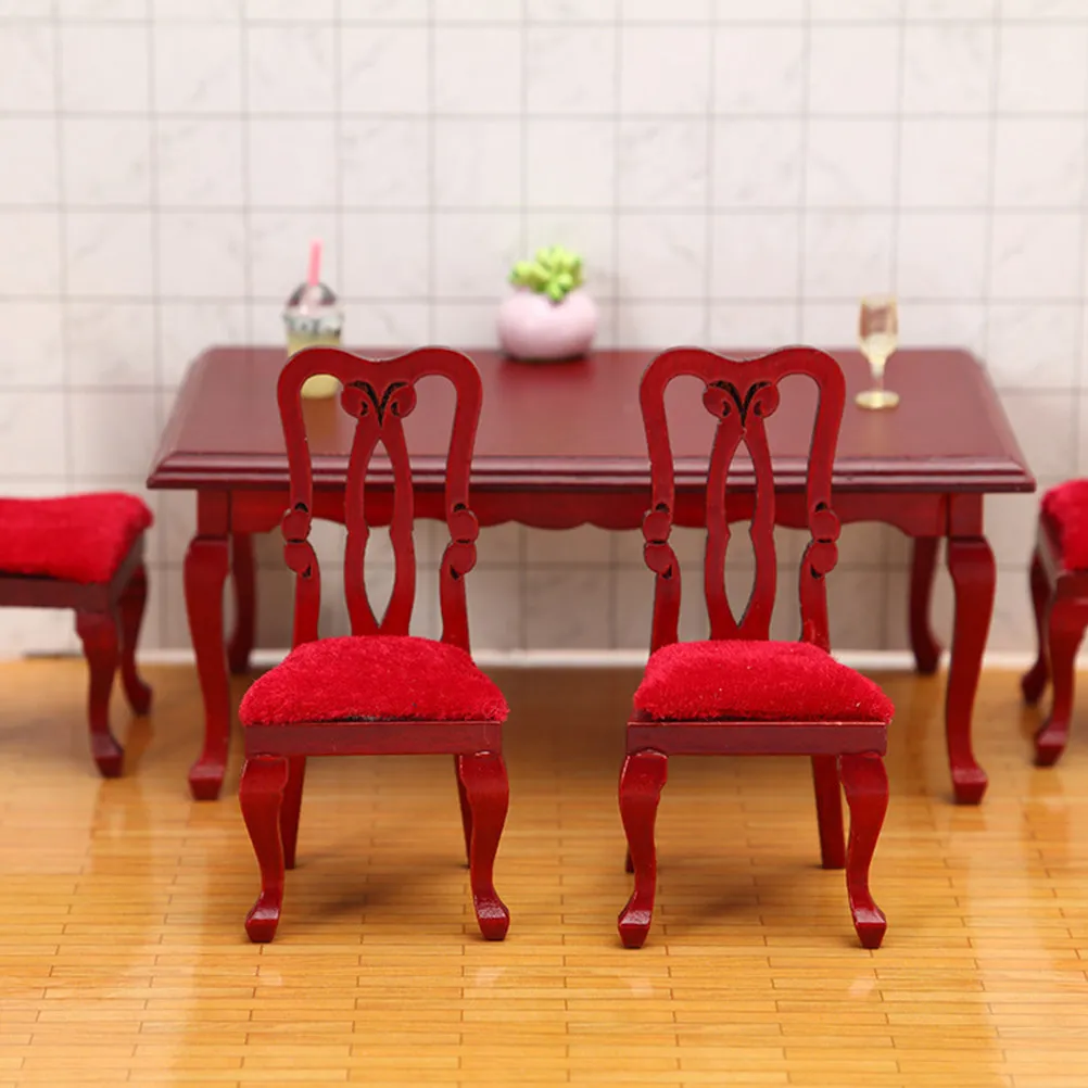 

Miniature Dinner Table Decor Solid Wood Mini House Ornament Wear Resistant Holiday Gift for Miniature Scene Designers