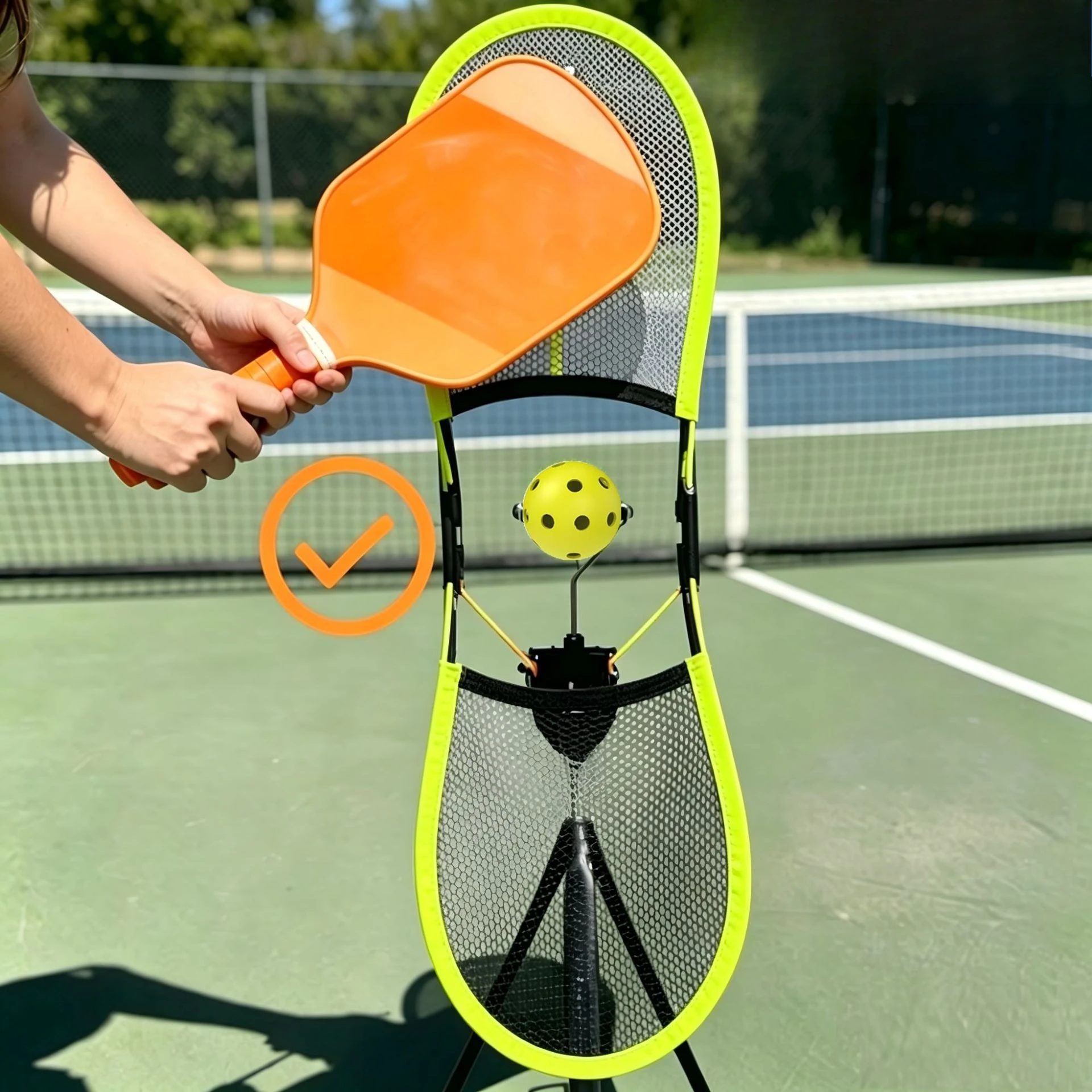 Portable Adjustable Pickleball & Tennis Trainer, Indoor Outdoor Practice Equipment for Forehand Backhand Topspin Drills