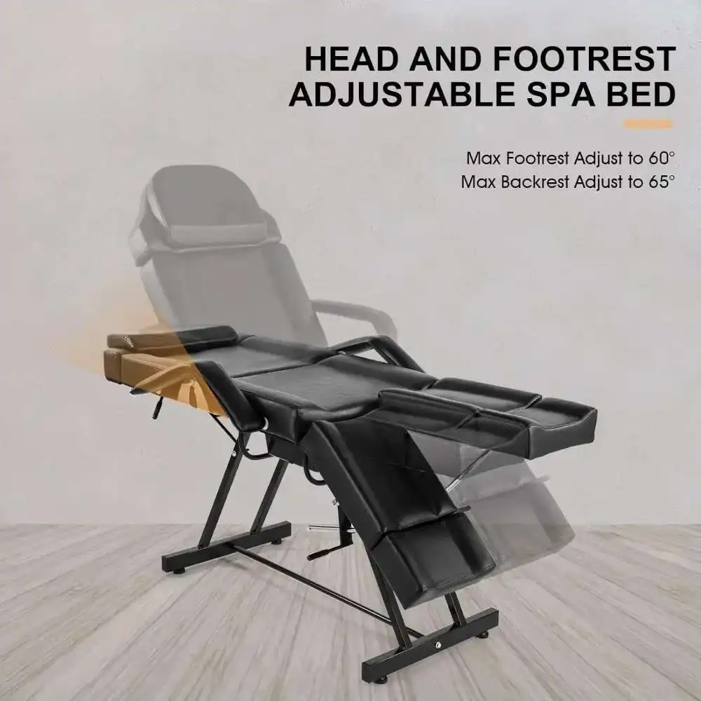 

Hand Massage Table Facial Bed Massage Bed Lash Bed for Eyelash Extensions Salon Chair with Tray Split Footrests (Black) MQAM