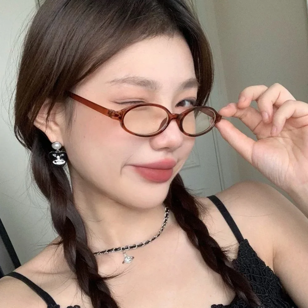 

Очки с защитой от синего света, легкие ретро-очки овальной формы, очки Y2k, универсальные маленькие овальные солнцезащитные очки для вождения, модные очки