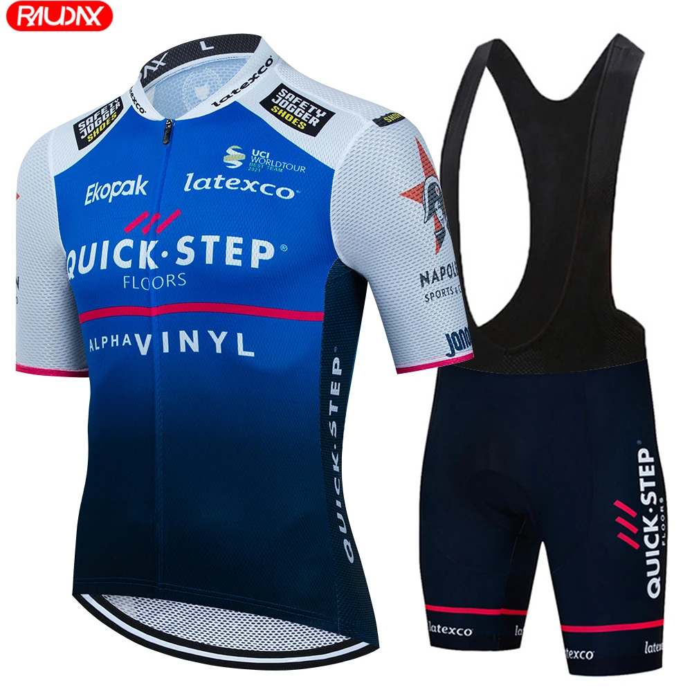 Quick Step Cycling Jersey 2023 Summer Men Anti-UV Cycling Jersey Set Breathable Racing Sport Bicycle Jersey Cycling Clothing