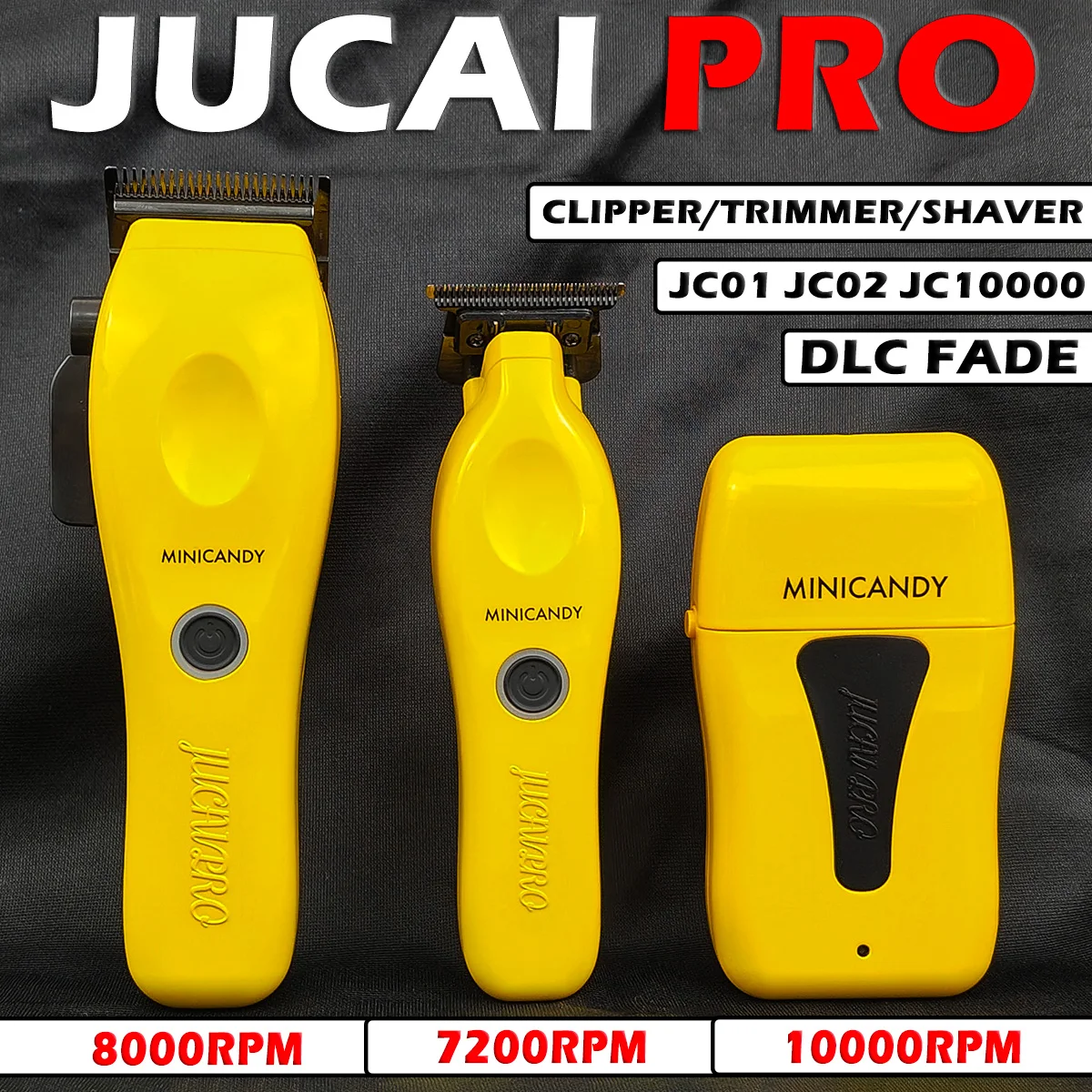 JUCAI PRO JC01 JC02 JC10000 8000/10000RPM Professional Hair Clipper DLC FADE Blade Trimmer for Man Barber 4500mAh Battery