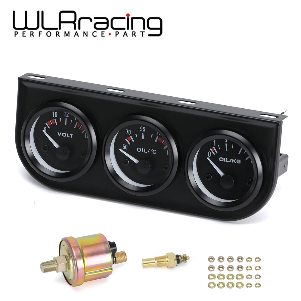 WLR - 52mm Electrial Triple Kit (Voltmeter + oil Temp Gauge + Oil Pressure Gauge) Sensor Temperature Car Auto Gauge 3 In 1