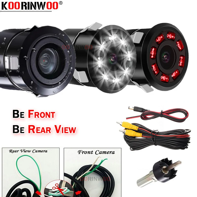 Koorinwoo Switch Cable For Mirror Image Car Front Fort camera Rear view Camera 18.5MM Cutter Metal Camera Parking Assistance 12V