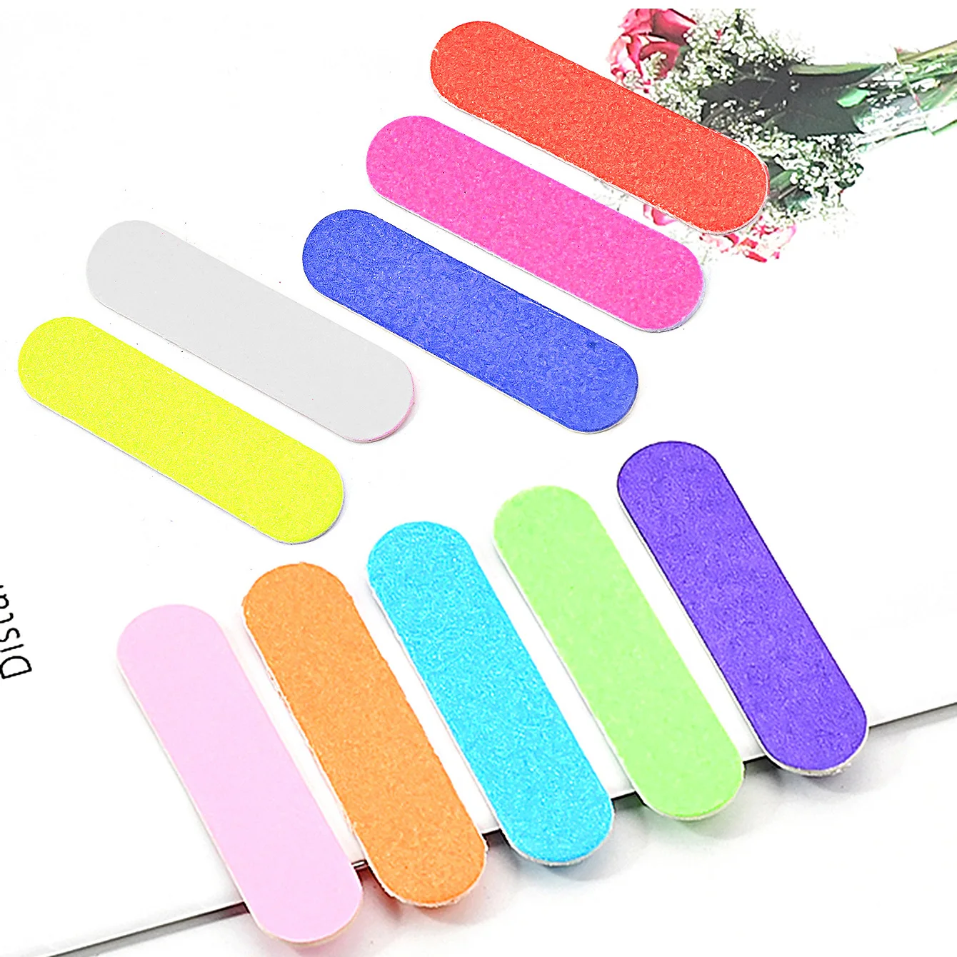 100 Uds. Tablero de esmeril de madera de colores mezclados lima de uñas de madera mini lima de uñas herramienta de manicura 240/240