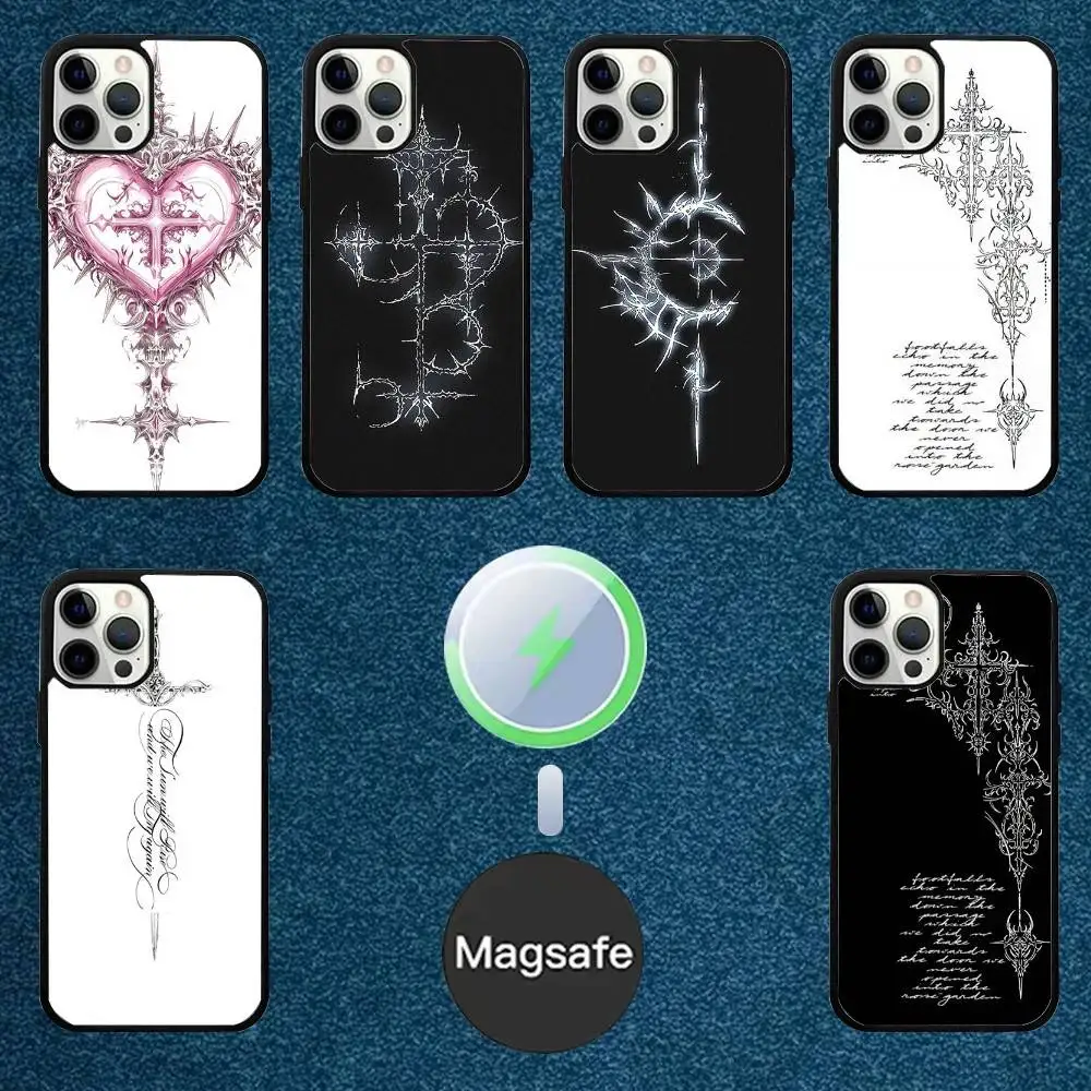 

Gothic Cyber Sigil Cross Phone Case For iPhone 16,15,14,13,12,11,Plus,Pro,Max Mini Magsafe Magnetic Wireless Charging