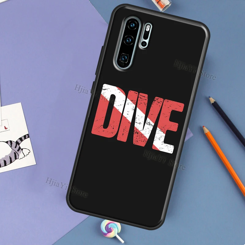 Dive Scuba Diver Shark Diving For Huawei P30 Pro P40 P20 Lite Mate 20 Lite TPU Case For Huawei P Smart 2019 2021 Coque