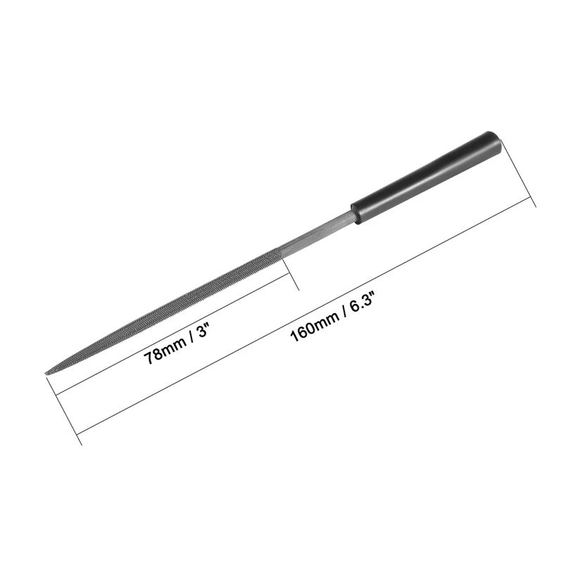 Uxcell-Lima de aguja redonda/plana de acero de doble corte con mango de plástico, 4mm x 160mm, para Taller, bricolaje, 10 unidades