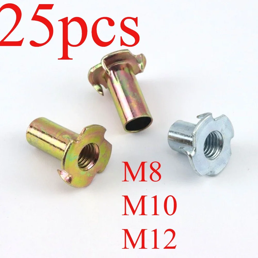 25pcs For Nuts Bolts Thickened Four Claw Nut Furniture Claw Nut Four Corner Nail Locking Screw Claw Audio Wooden Board M3-4/5-M6