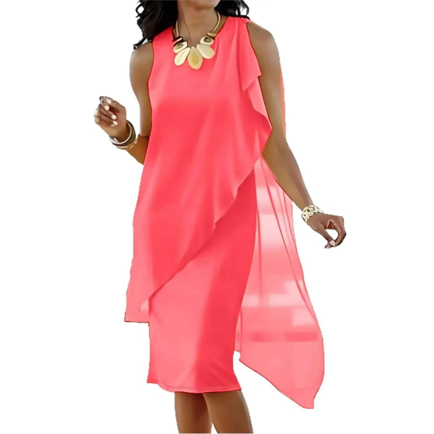 Ele Summer 2025 off oulder Loose Dr Irregular Hem European Sle mid Waist Other Fabric Other Proc Casual Single ...