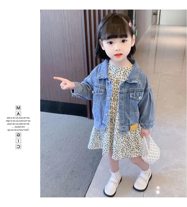 Children\'s Coat Toddler Kids Girls Denim Jean Fall Jacket Button Coat Outwear Tops Outwear 1-6Y Support wholesale