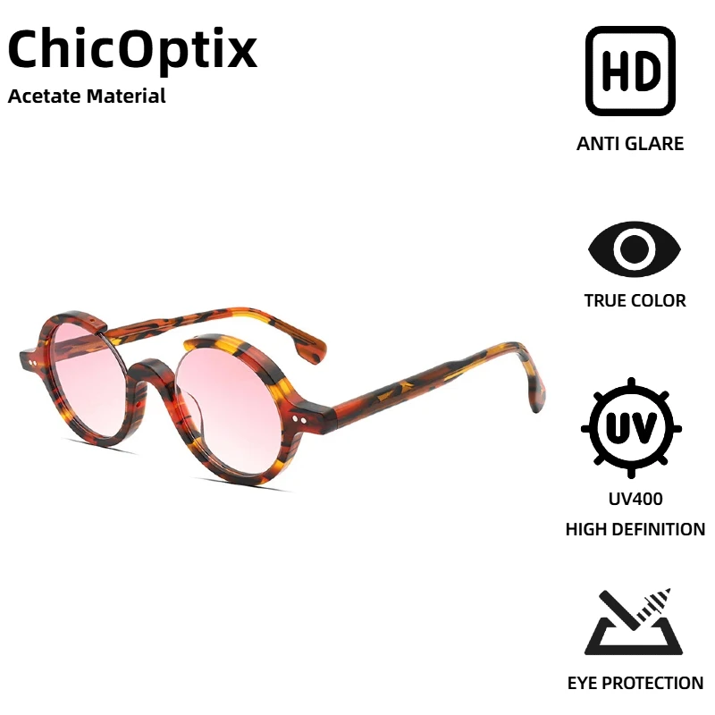 

ChicOptix ретро цветные модные солнцезащитные очки в круглой оправе для мужчин и женщин, солнцезащитные очки из ацетата черепахи, нейлоновые линзы UV400