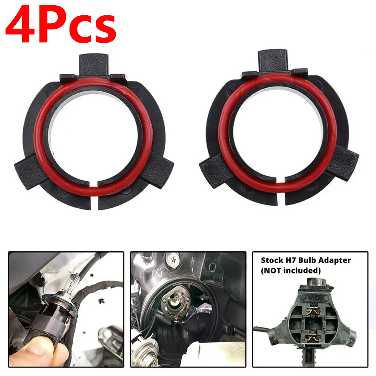 

4Pcs H7 LED Car Headlight Bulbs Lamp Holder Adapter Black Retainer Case Socket H7 Holder Base Auto LED Bulbs Base Socket Adapter