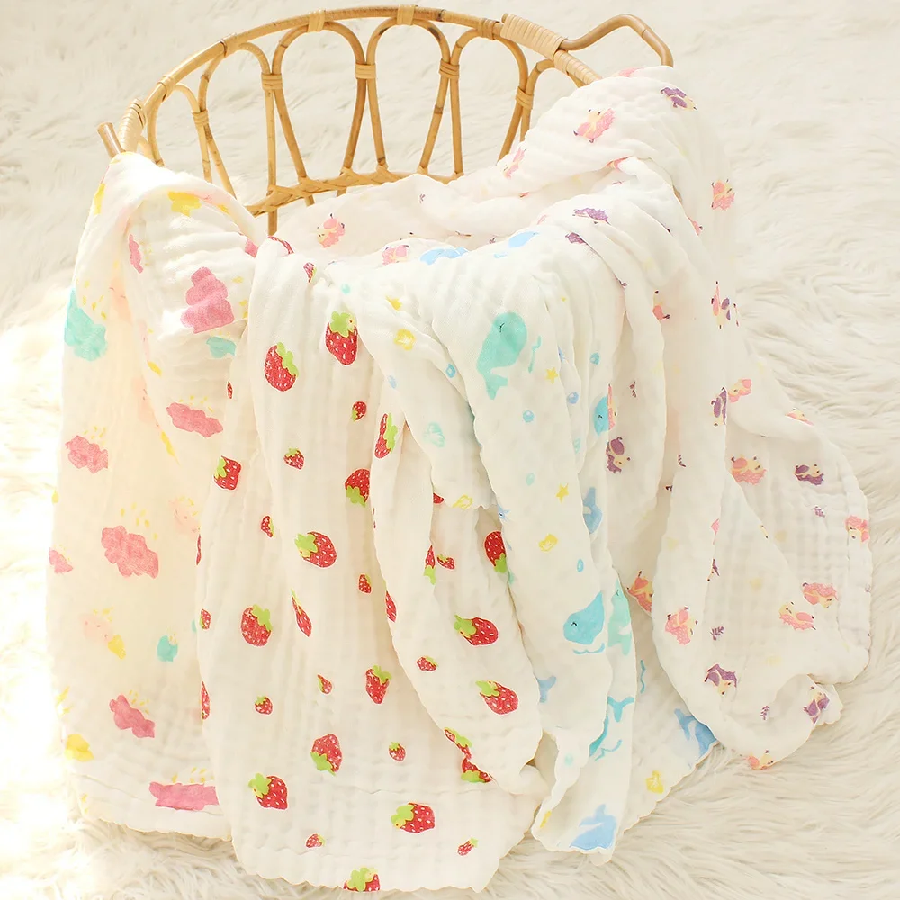 6 Layers Bamboo Cotton Baby Receiving Blanket Infant Kids Swaddle Wrap Blanket Sleeping Warm Quilt Bed Cover Muslin Baby Blanket