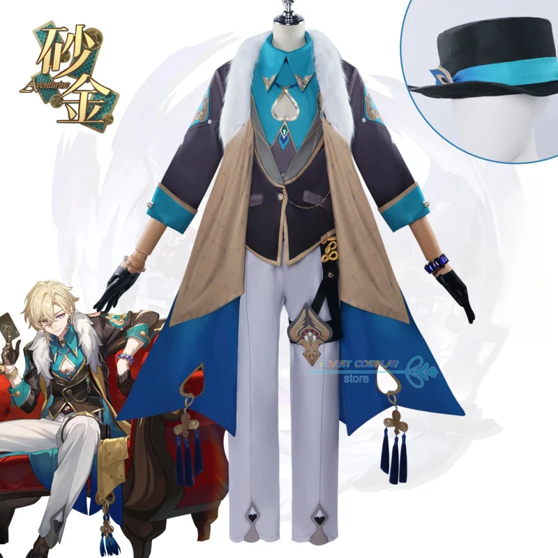 Juego de Cosplay de Aventurina Honkai Star Rail, peluca de disfraz de Aventurina, conjunto completo de Anime, ropa de fiesta de Carnaval
