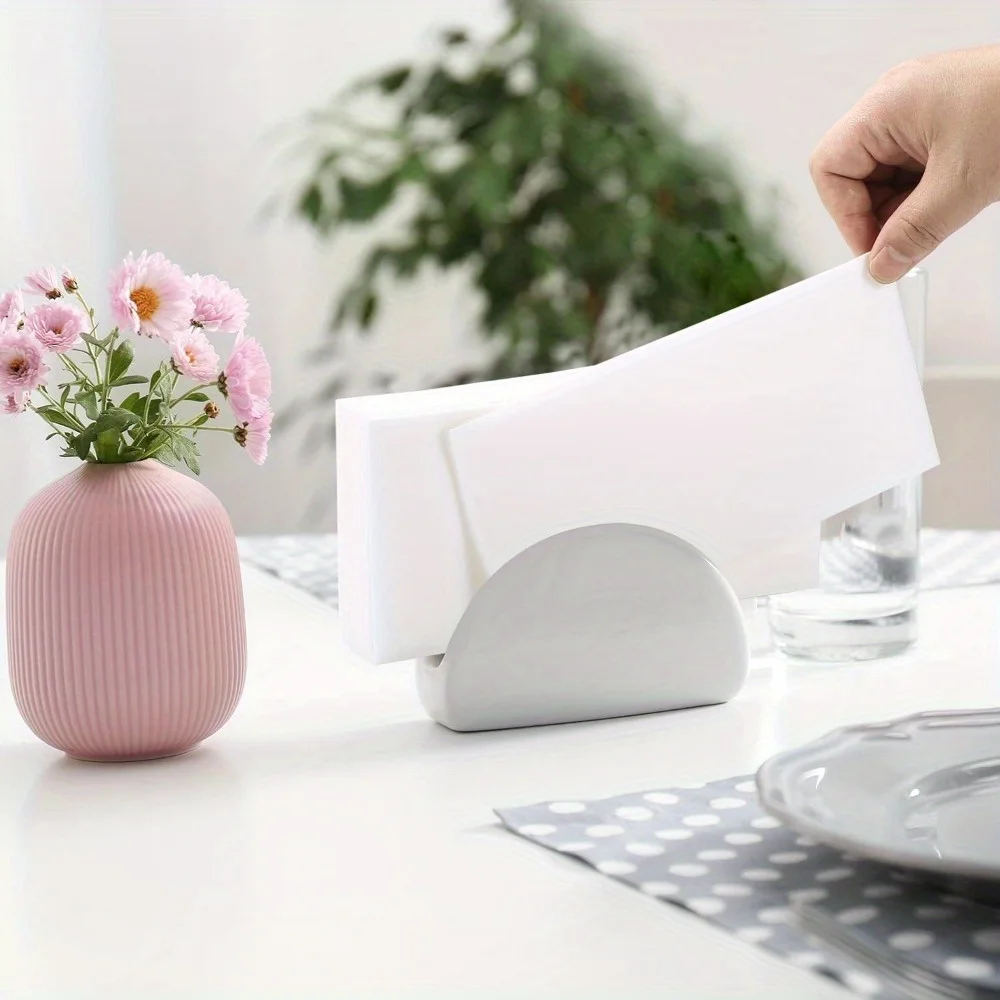 Disposable linen-textured folded white napkins, blank dust-free guest hand towels, suitable for hotels, weddings, Christmas, Ha