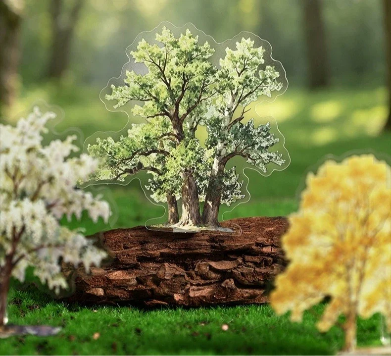 JIANWU Vintage Tree Landscape Material Collage Scrapbooking PET Sticker Creative DIY Journal Stationery