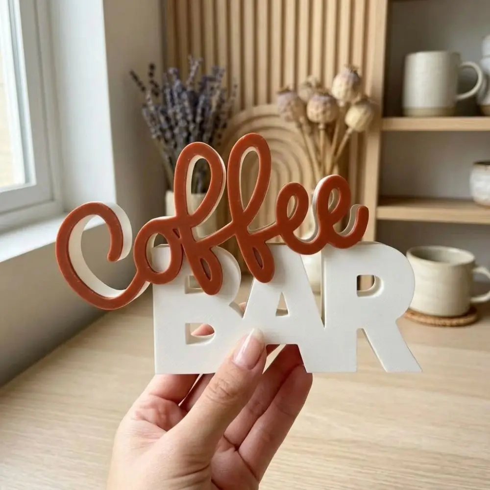 Two-Tone Color Coffee Bar Tabletop Statue Coffee Themed Minimalist Coffee Tray Decor Figurine Plastic Geometric Lines