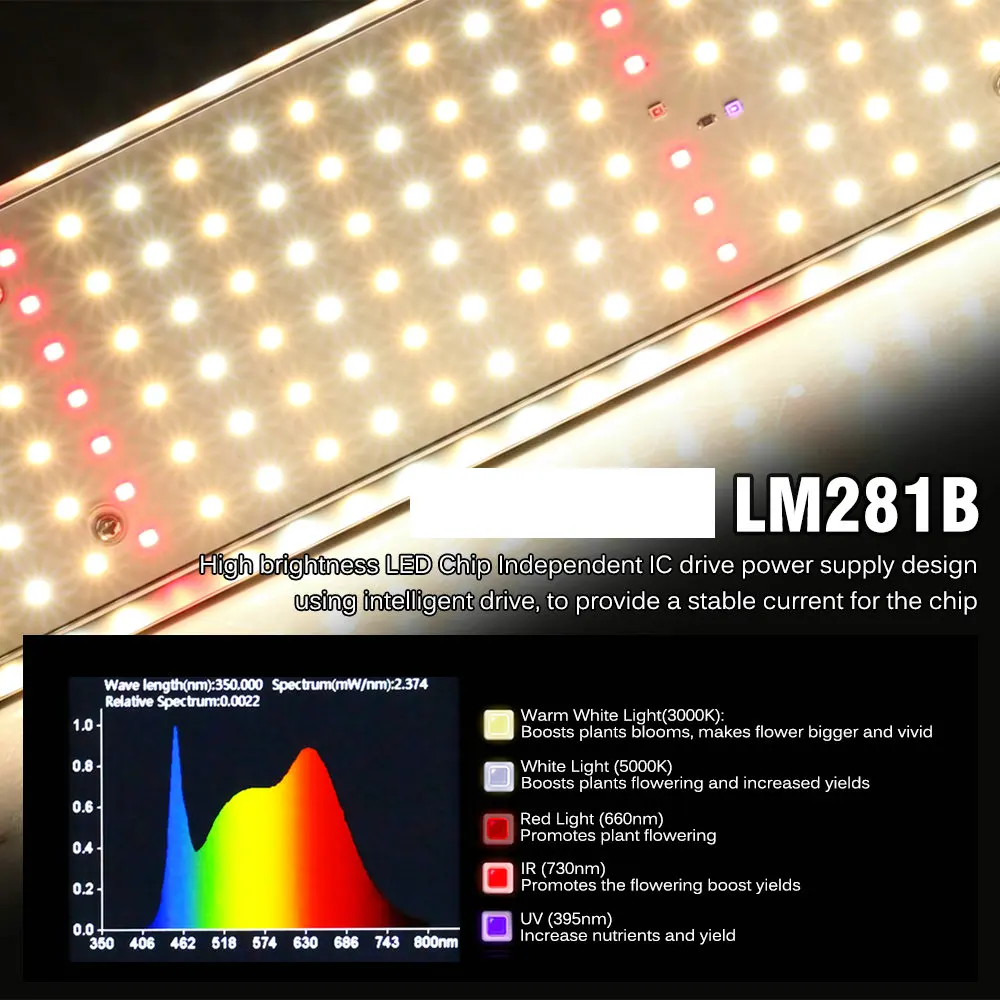 مصابيح زراعة النباتات الطيف الكامل LM281B LED تنمو ضوء كفاءة الزراعة المائية مصباح للداخلية الدفيئة زهرة الخضار الشتلات