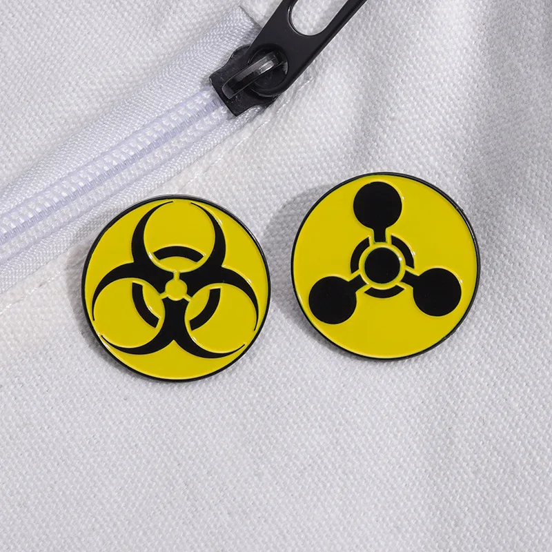 radiation hazard sign Enamel Pin Brooch Cartoon Women Men Denim Jackets Lapel Pins Backpack Badges Kids Fashion Jewelry