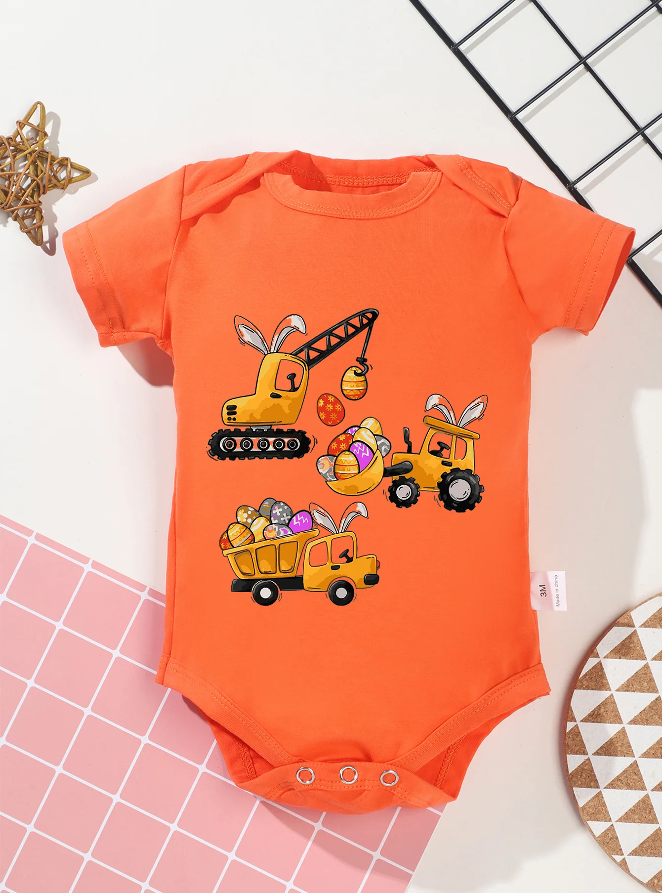 Cute Newborn Infant Toddler Rompers Cute Jumpsuit Harajuku Bodysuit Fashion Baby Girl Boy Crane Pattern Short Sleeve Clothes