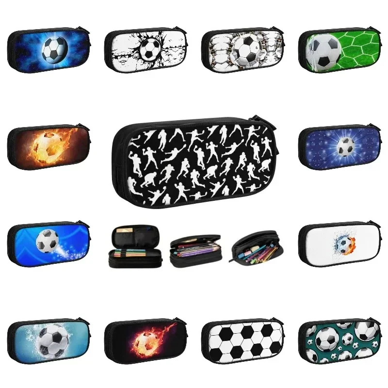 

Football Soccer Ball Lover Big Capacity Pencil Pen Case Stationery Bag Pouch Holder Box Organizer for Teens Girls Adults Student