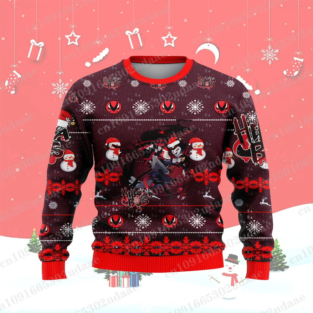 Hellova Boss كارتون أنيمي Harajuku الرجال والنساء عيد ميلاد سعيد مهرجان هدية الرجال والنساء أزياء زوجين هوديس