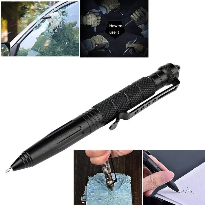 Defense Outdoor Pen Metal Military Defense Pen School Student Office Ballpoint Pens Emergency Glass Breaker Self EDC Supplies