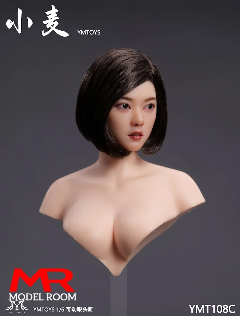 YMTOYS YMT108 Figurka Asiatki w Skali 1/6 z Ruchomymi Oczami, Model Rzeźby Głowy Pasujący do Figurki Akcji 12'' TBL JIAOU ANT YM Soldier