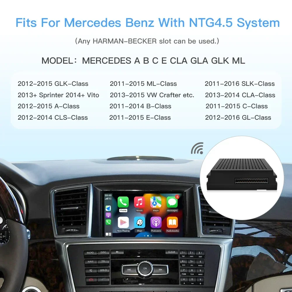 CarPlay اللاسلكي لسيارة Mercedes Benz B C Class W246 W176 GLK W204 X204 NTG4.5 التوصيل والتشغيل مع ملاحة Android Auto AirPlay