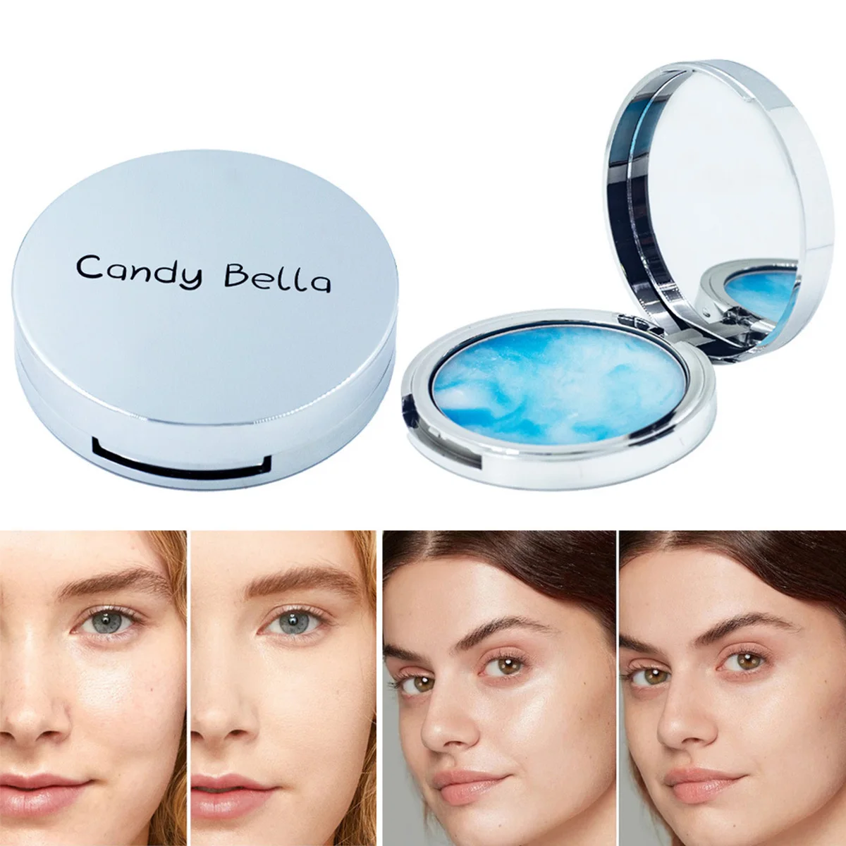 Blue Sky Oil Control Long Lasting Powder Powder Puff Makeup Powder Waterproof Wet Dry Puff Flour Cosmetics