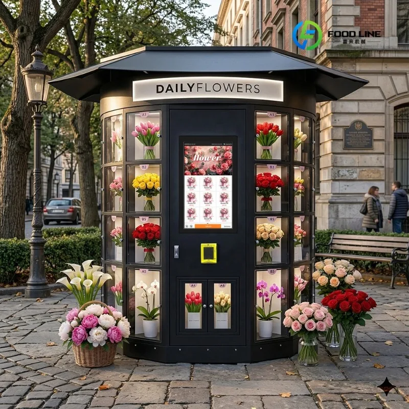 24-Hour Automatic Fresh Flower Vending Machine Stainless Casing 12-Month Warranty for Flower Shops Customized