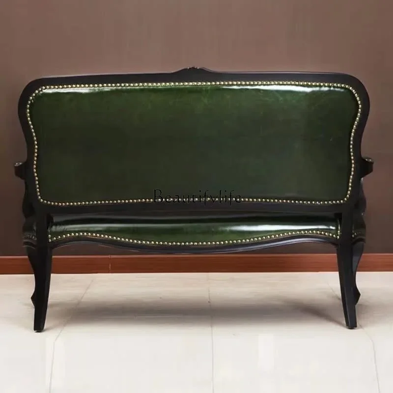 09Z.-American rural retro solid wood casual simple single double triple balcony sofa chair