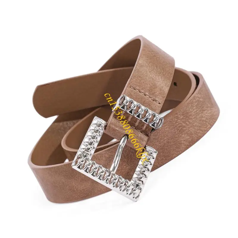 Domande da donna con fibbie quadrate in flessibile in pelle flessibile in pelle regolabile cinturino 066c