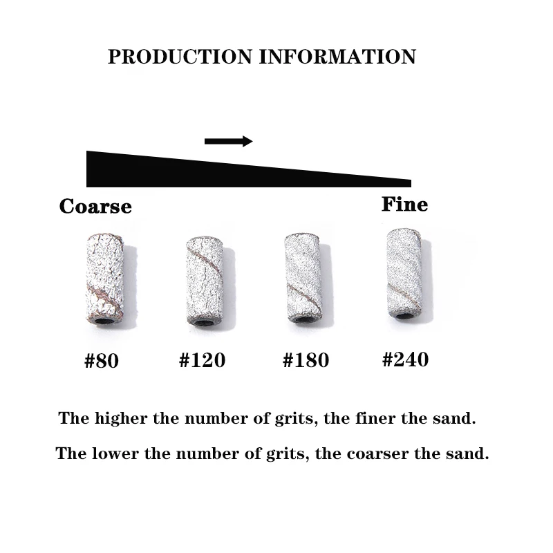 TFSCLOIN 50PCS 3MM Mini Stainless Steel Sanding Bands Mandrel 3/32" Shaft Nail Drill Bit Accessories Tools #80 #120 #180 #240