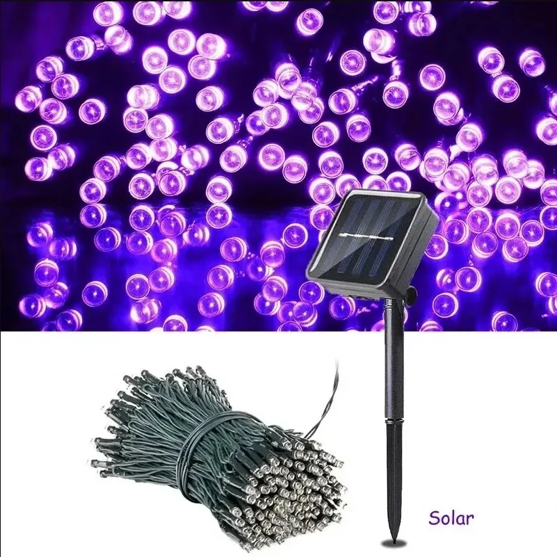 8Colors Outdoor Solar Light Garden Warm/Purple/RGB LED Strip String Fairy Lights Solar Lamp Waterproof Garland Christmas Decor