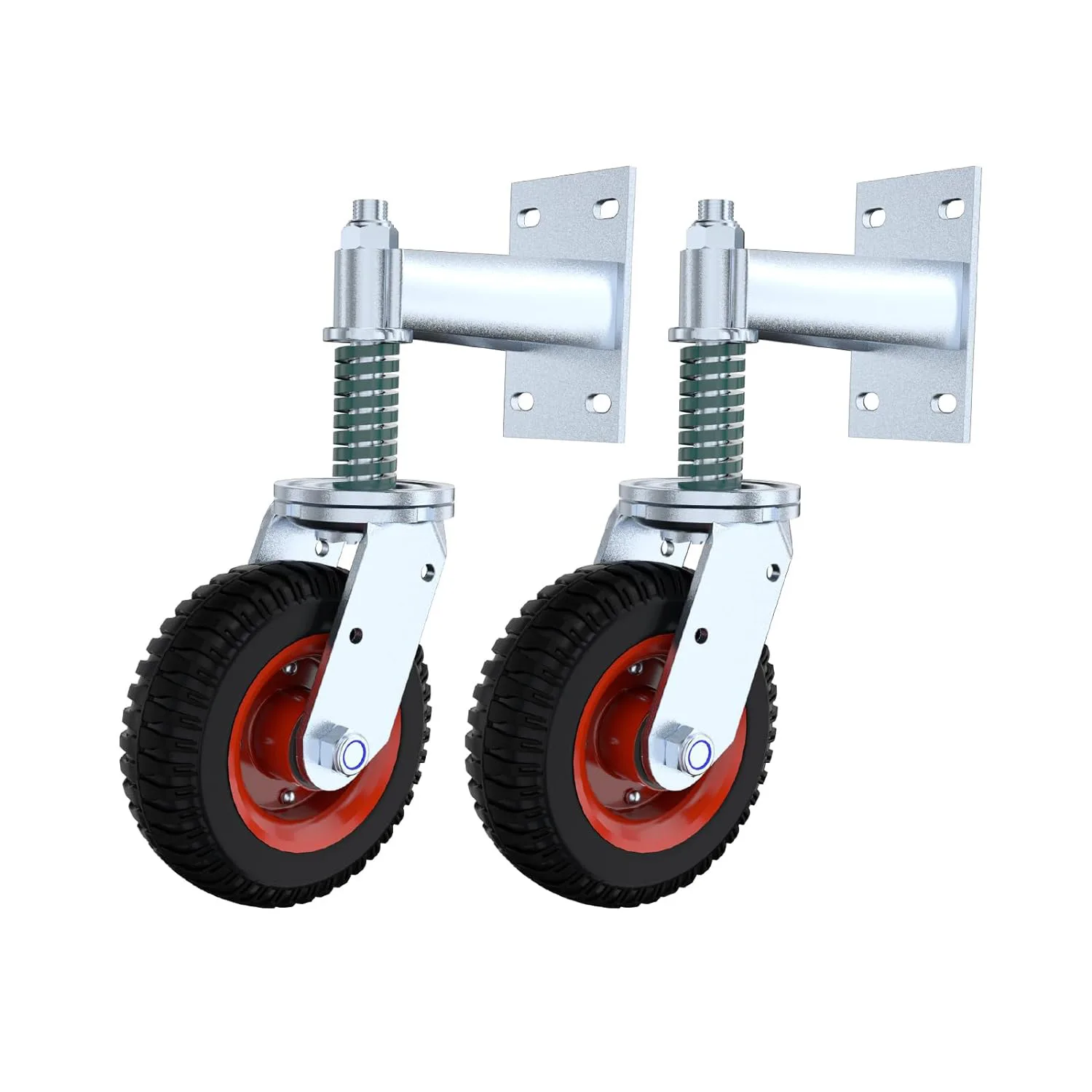 8 Inch Heavy Duty Gate Caster Wheels with Spring Shock Absorption 600 lbs Load Capacity Wear Resistant Swivel Casters for