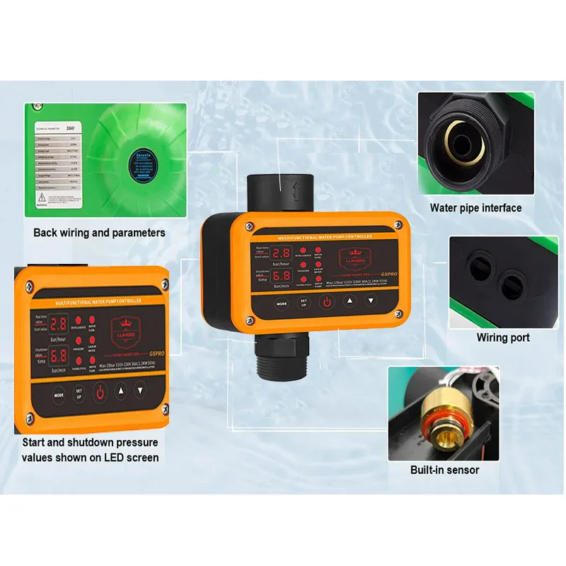 GS Pro Intelligenter Druckregler für Wasserpumpe, 0–10 bar, 2,2 kW, G1-Gewinde, einfache Bedienung, Pumpenschalter für Gebäudepip – Detail 3