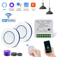 16A Receiver Smart Tuya WiFi Switch Module RF 433Mhz Wireless Round Button Remote Smart Life APP Alexa Google Home Voice Control