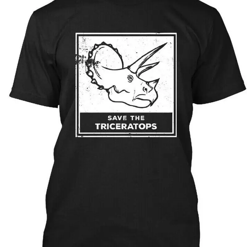 

New Popular Save The Triceratops Reptiles Animal Funny Logo T Shirt Size S 4Xl