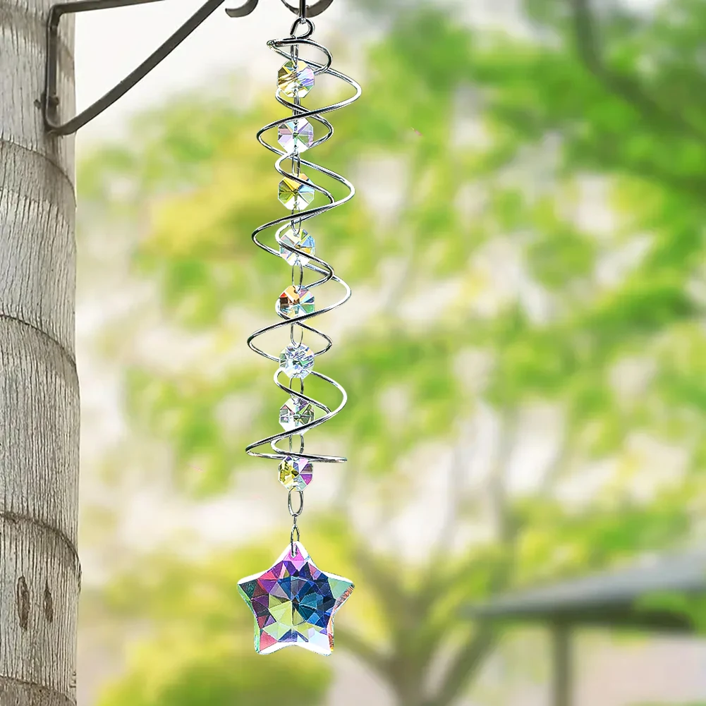 

Mobius Spiral Twist Crystal Star Prism Hanging Suncatcher Spinner Rainbow Maker Chandelier Window Garden Decor DIY Pendant