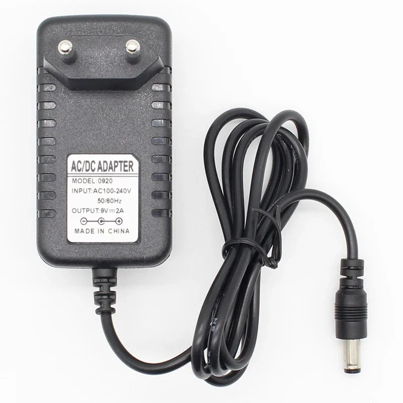 1PCS High quality AC/DC 9V 2A Switching Power Supply adapter Reverse Polarity Negative Outside EU plug 5.5mm x 2.1mm-2.5mm