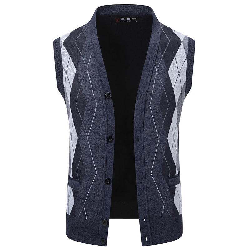Bild 5: Herren Herbst Winter Fleece gefütterte Strickweste V-Ausschnitt ärmellose Weste Pullover Strickwesten Button-Down-Pulloverweste