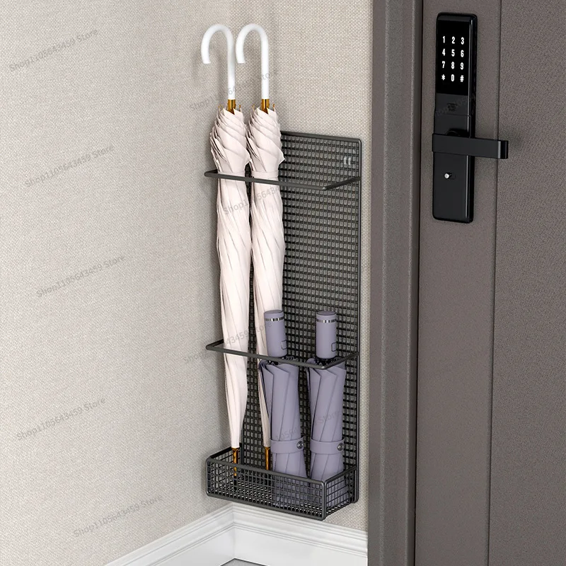 For Door umbrella handicraft, non punched wall mounted umbrella storage rack, long handle umbrella bucket rack