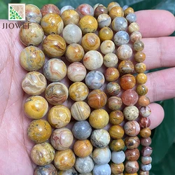 Yellow Crazy Lace Agates Round Loose Beads Natural Stone Beads for Diy Jewelry Making Necklace Accessories 15